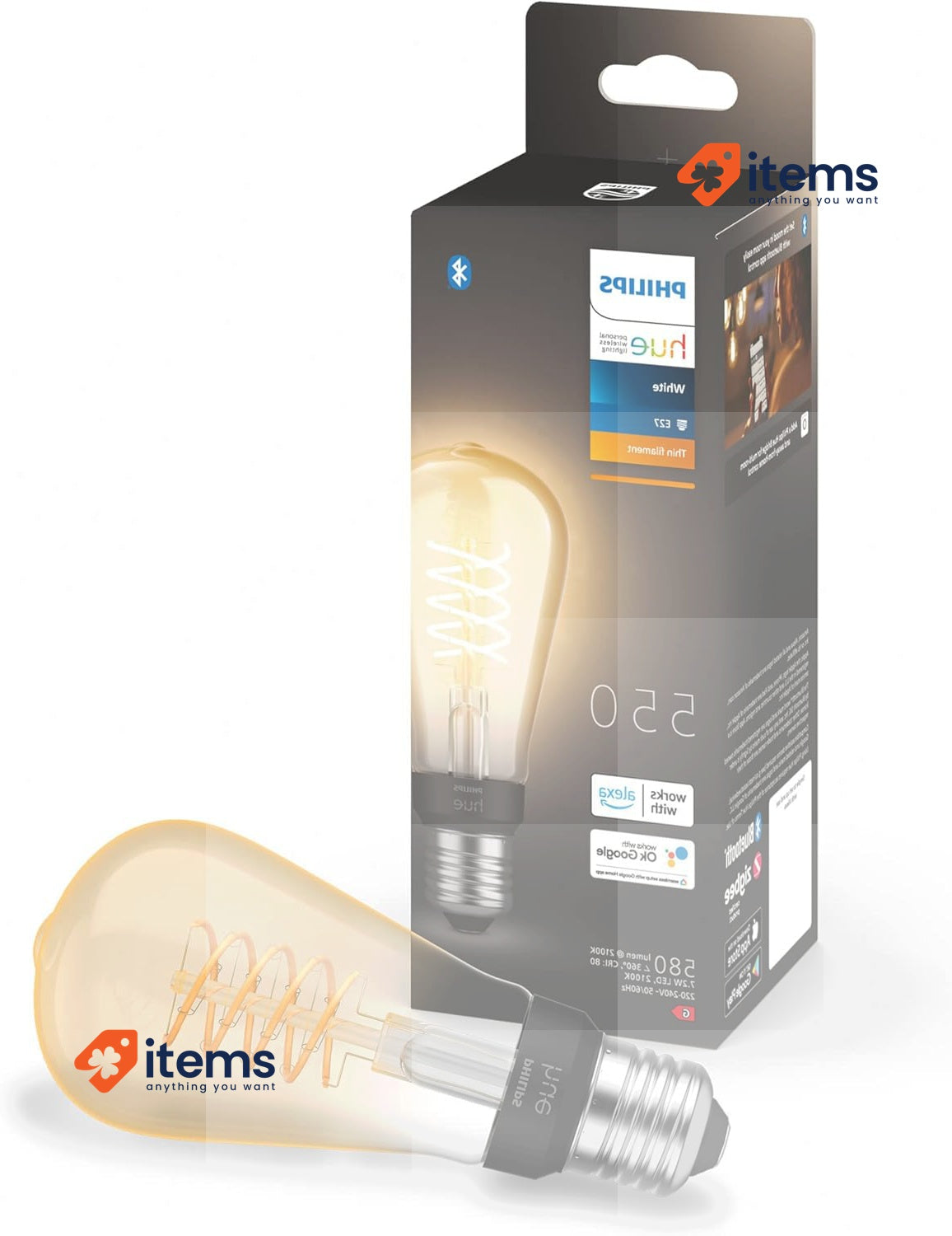 Philips Hue White Filament Regular ST64 LED Smart Light Bulb 1 Pack