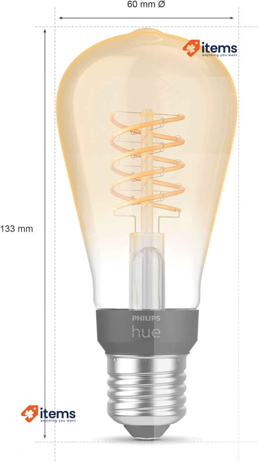 Philips Hue White Filament Regular ST64 LED Smart Light Bulb 1 Pack