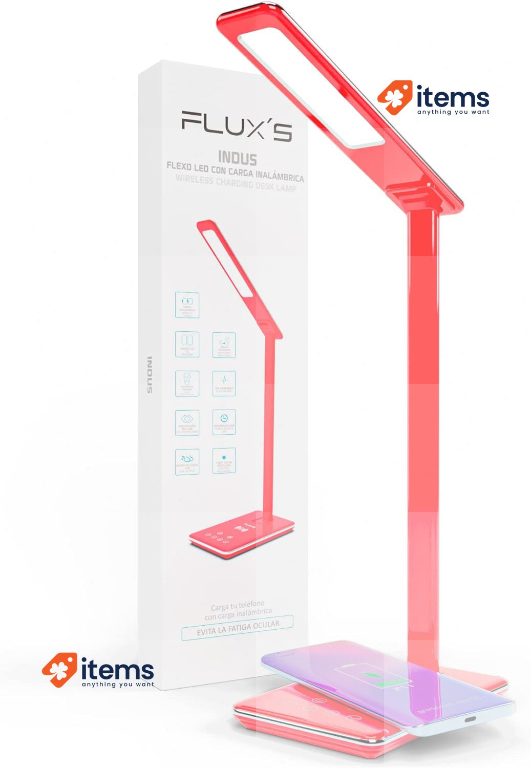 FLUX'S LED Desk Lamp Wireless FLUX'S - White Charger Charging Port Flexible 4