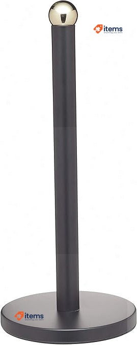 Masterclass Kitchen Roll Holder With Brass Effect Accents Stainless Steel Black