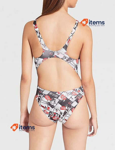 Arena Women s Sports Swimsuit w/Pattern, Size 34 UK (38 DE, 40 FR, 44 IT) Comics