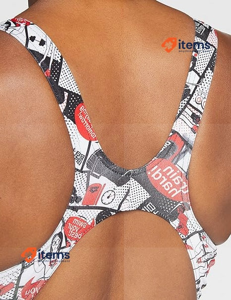 Arena Women s Sports Swimsuit w/Pattern, Size 34 UK (38 DE, 40 FR, 44 IT) Comics