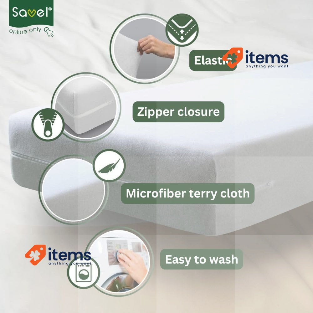 SAVEL Mattress Encasement 70x140cm Cot Bed Size Silk Touch Zipped White