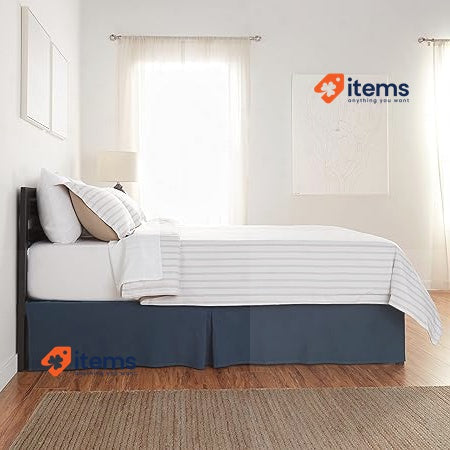 Amazon Basics Pleated Bed Skirt - Queen, 152 X 203 41 Cm, Navy Blue, Solid
