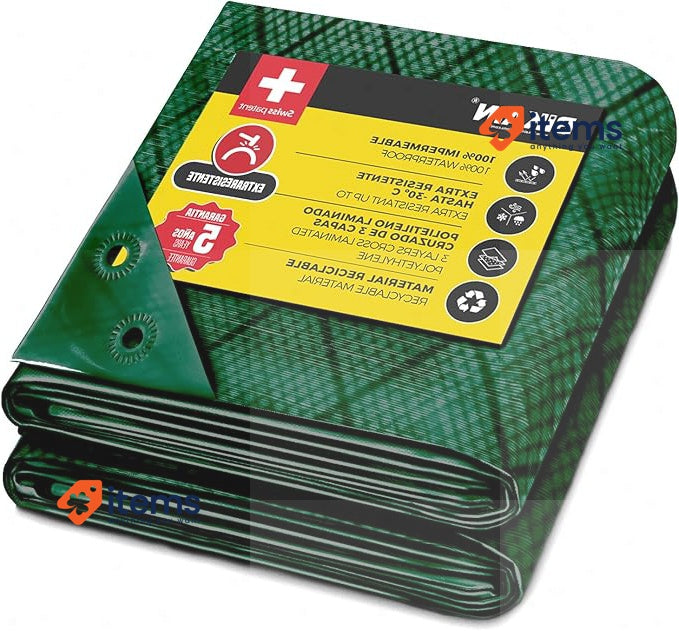BIKAIN Waterproof Tarpaulin for Outdoor Use 2x3m 90 g/m² Reinforced Welded Hole