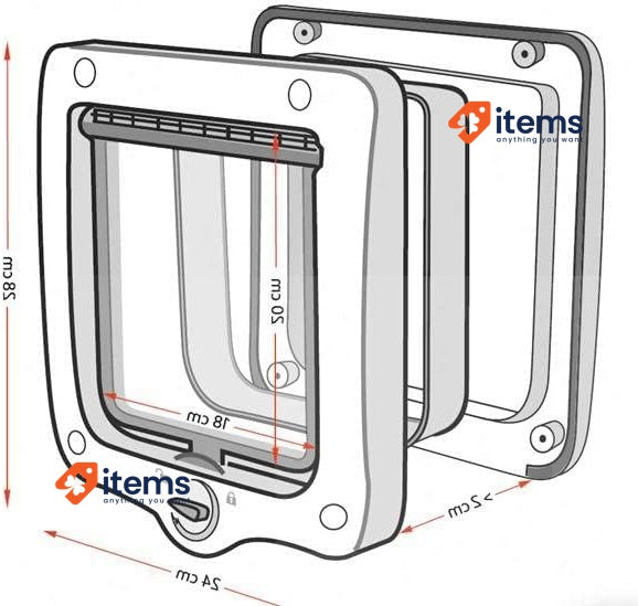 TRIXIE Waterproof & Quiet Extra Large Cat Flap 4-Way Free-Wheel Door 24x28x2cm