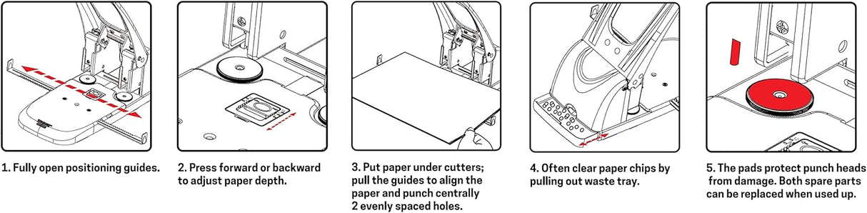 D.RECT 1300 2-Hole Punch 100 Sheet Large Capacity Black