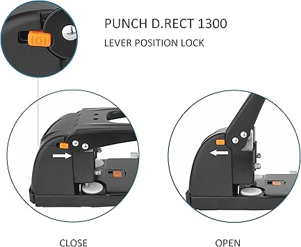 D.RECT 1300 2-Hole Punch 100 Sheet Large Capacity Black