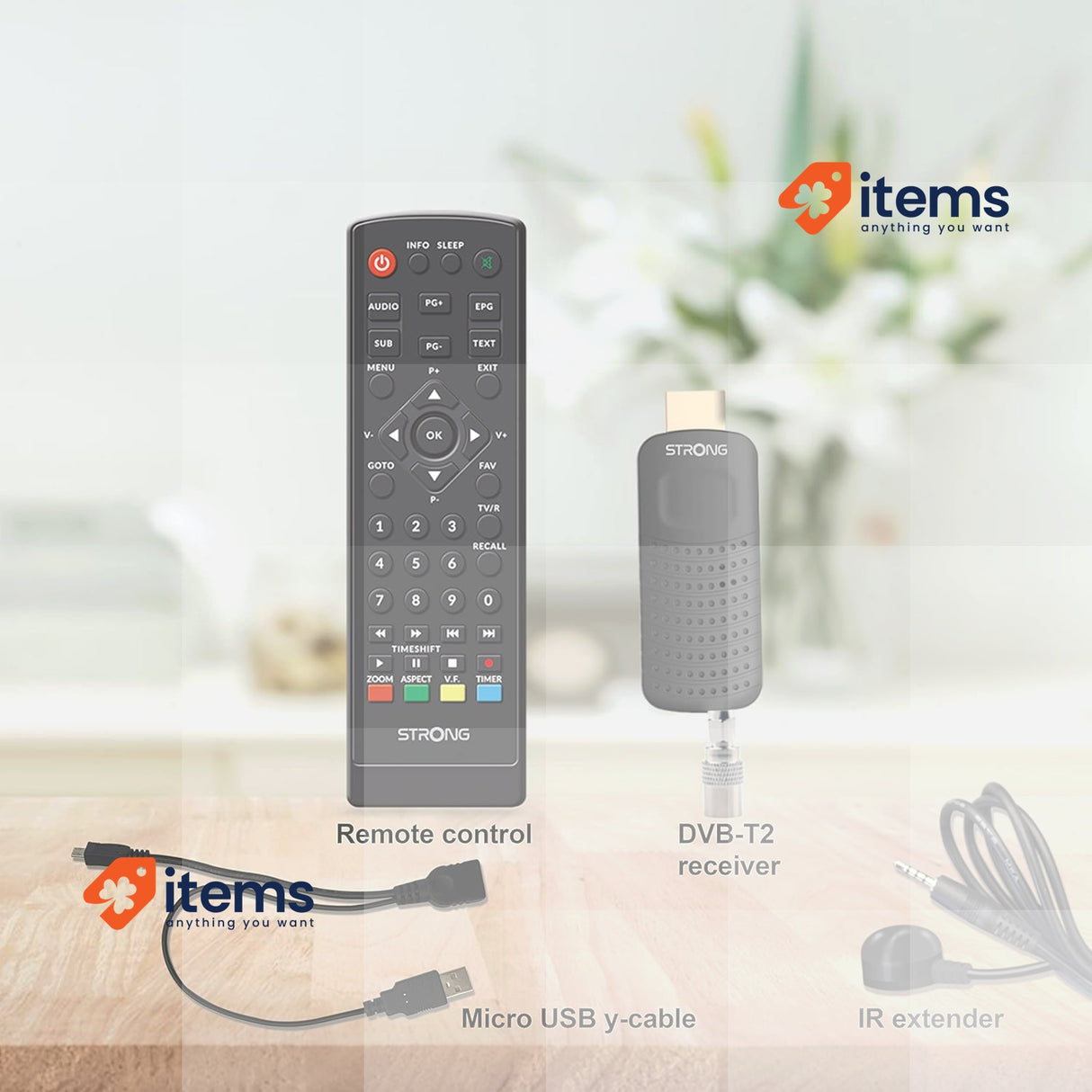 STRONG SRT82 Full HD DVB - T2 HDMI Stick Decoder HEVC265 Compatible SCART DVB-T2