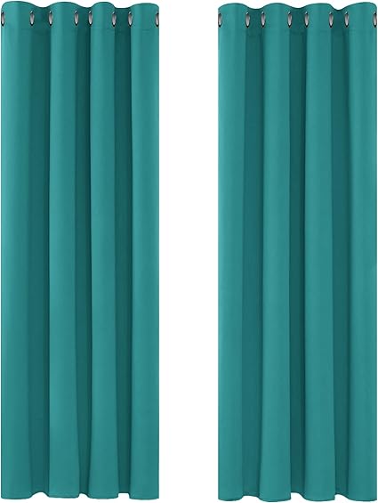 Deconovo Super Soft Solid Thermal Blackout Curtains 55x87 Inch Turquoise