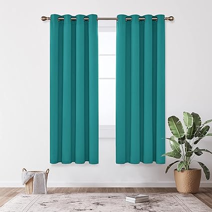 Deconovo Super Soft Solid Thermal Blackout Curtains 55x87 Inch Turquoise