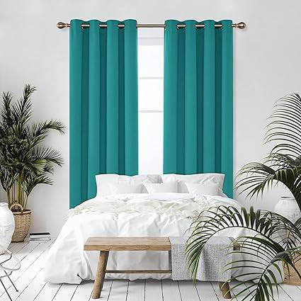 Deconovo Super Soft Solid Thermal Blackout Curtains 55x87 Inch Turquoise