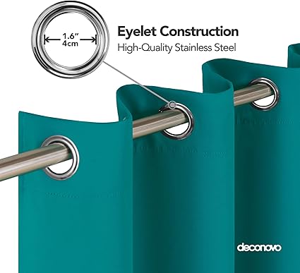 Deconovo Super Soft Solid Thermal Blackout Curtains 55x87 Inch Turquoise