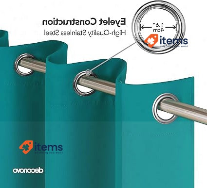 Deconovo Super Soft Solid Thermal Blackout Curtains 55x87 Inch Turquoise Bedroom