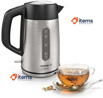 Bosch Electric Kettle Stainless Steel Black 1.7L 2400W - 1.7 L 2400 W, TWK4P440