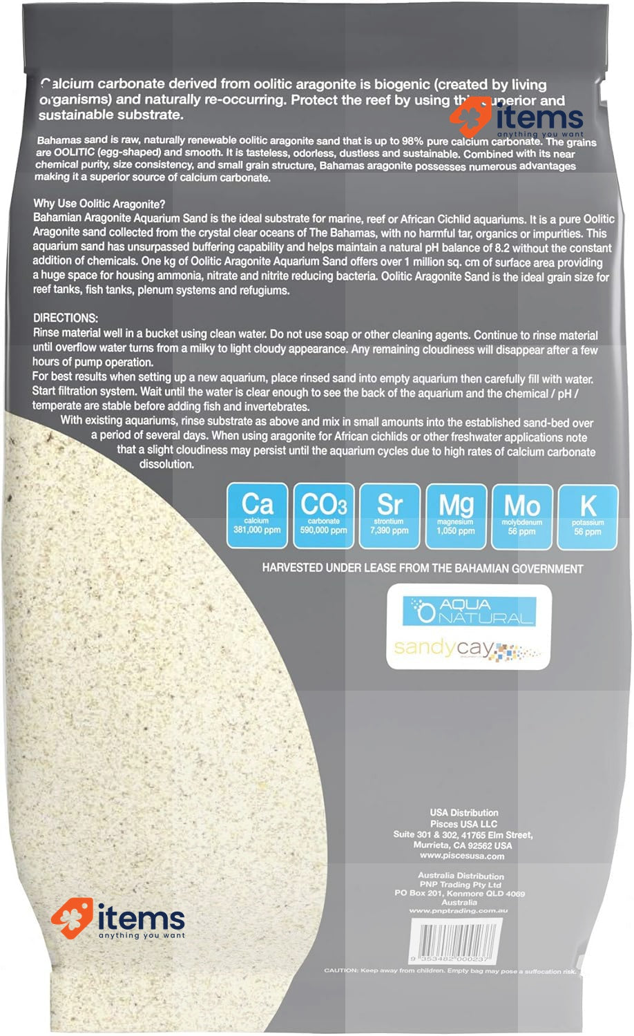 Aqua Natural Oolitic Aragonite 20lb Aquarium Sand for Reef Sand