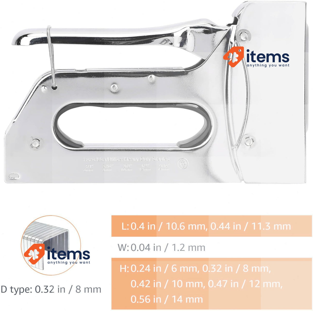 Amazon Basics Heavy Duty Stapler Gun with 1000 Staples Silver