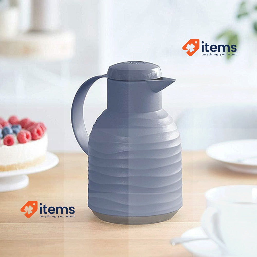EMSA N4011000 Samba Wave Thermoskan, 1.0 Liter, Quick - Press Art Proof Navy