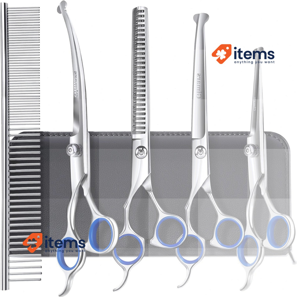 Gimars 4CR 6-in-1 Dog Grooming Scissors, Stainless Steel Dog Scissors Safety