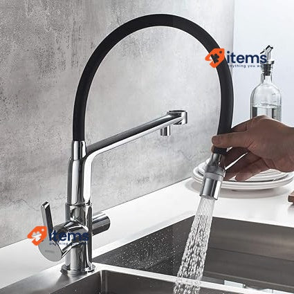 Grifema G4010-2 Dover, 3 Way Kitchen Tap For Filter Water Purifier Silver