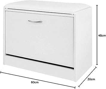 BAKAJI Wooden Shoe Rack with Triple Depth and Seat in Eco Leather White