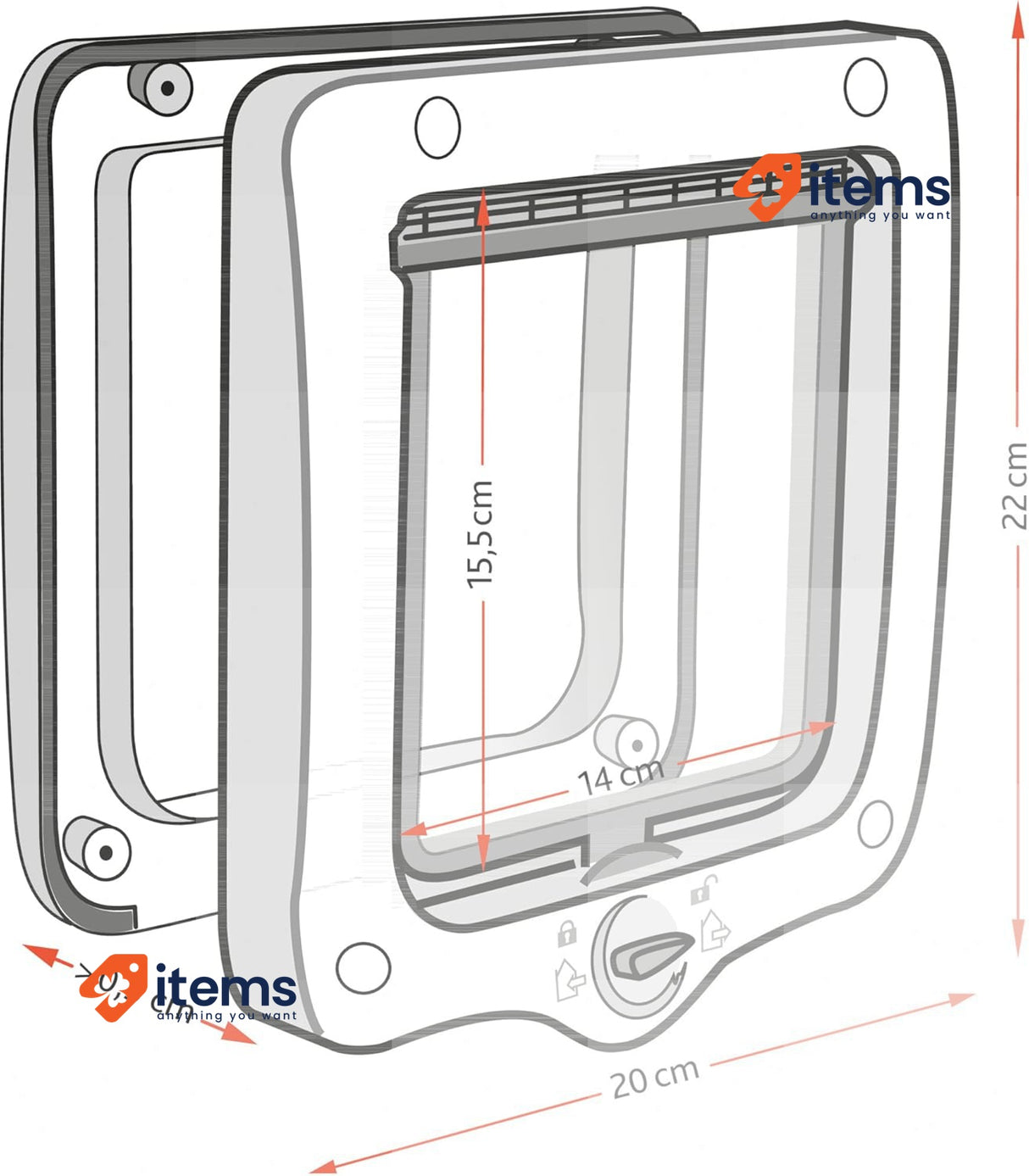 TRIXIE Trampilla Cats 4 Options, 20 X 22 Cm, White - Way Cat Flap G Cm Doors