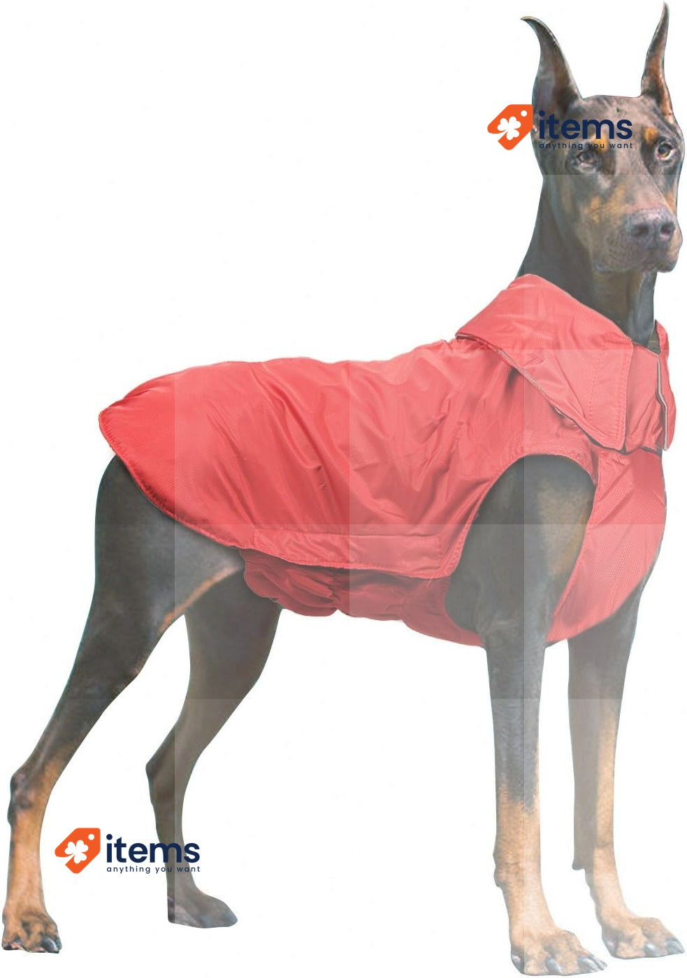 IREENUO Waterproof Dog Coat, Raincoat Jacket Red XL Black Safe Reflective Strips