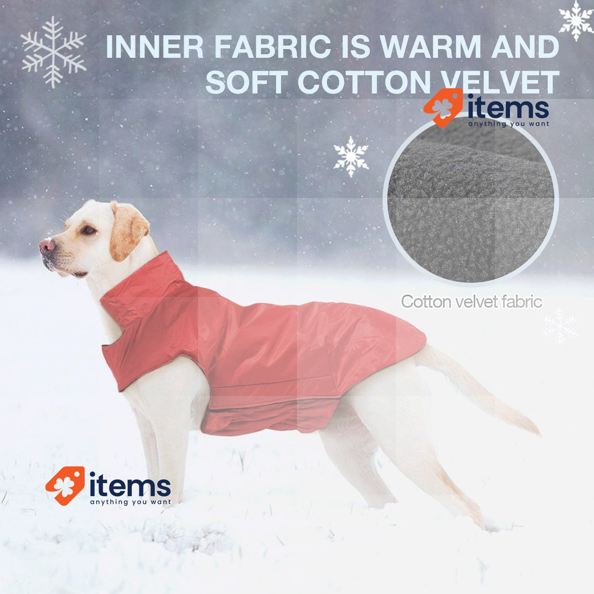 IREENUO Waterproof Dog Coat, Raincoat Jacket Red XL Black Safe Reflective Strips