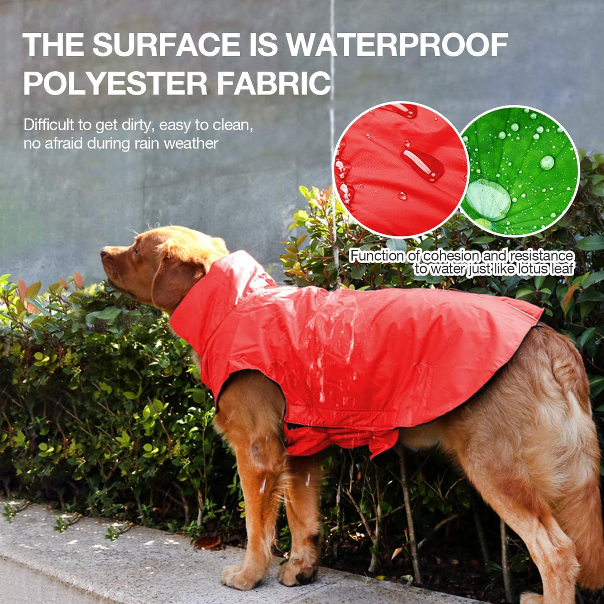 IREENUO Waterproof Dog Coat, Dog Raincoat Dog Jacket Red XL