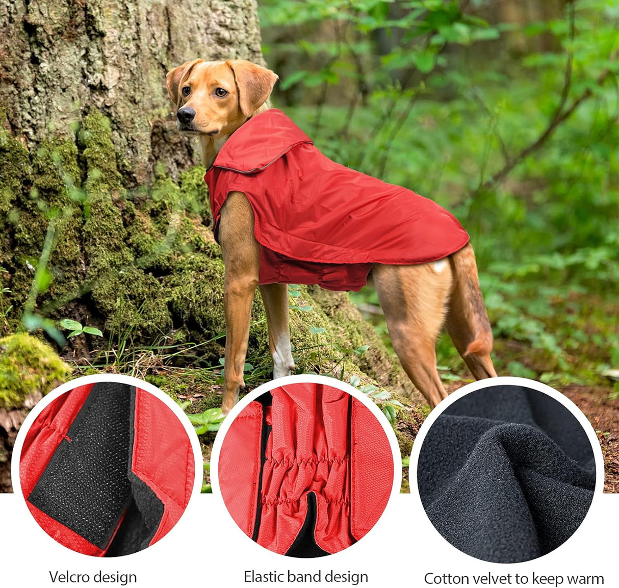 IREENUO Waterproof Dog Coat, Dog Raincoat Dog Jacket Red XL
