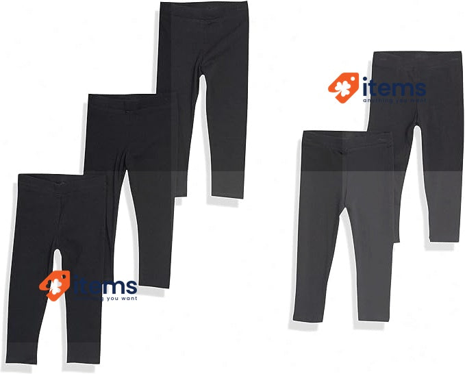 Amazon Essentials 5 - Pack Girls Legging, Black, UK 4 Years Leggings Girls'