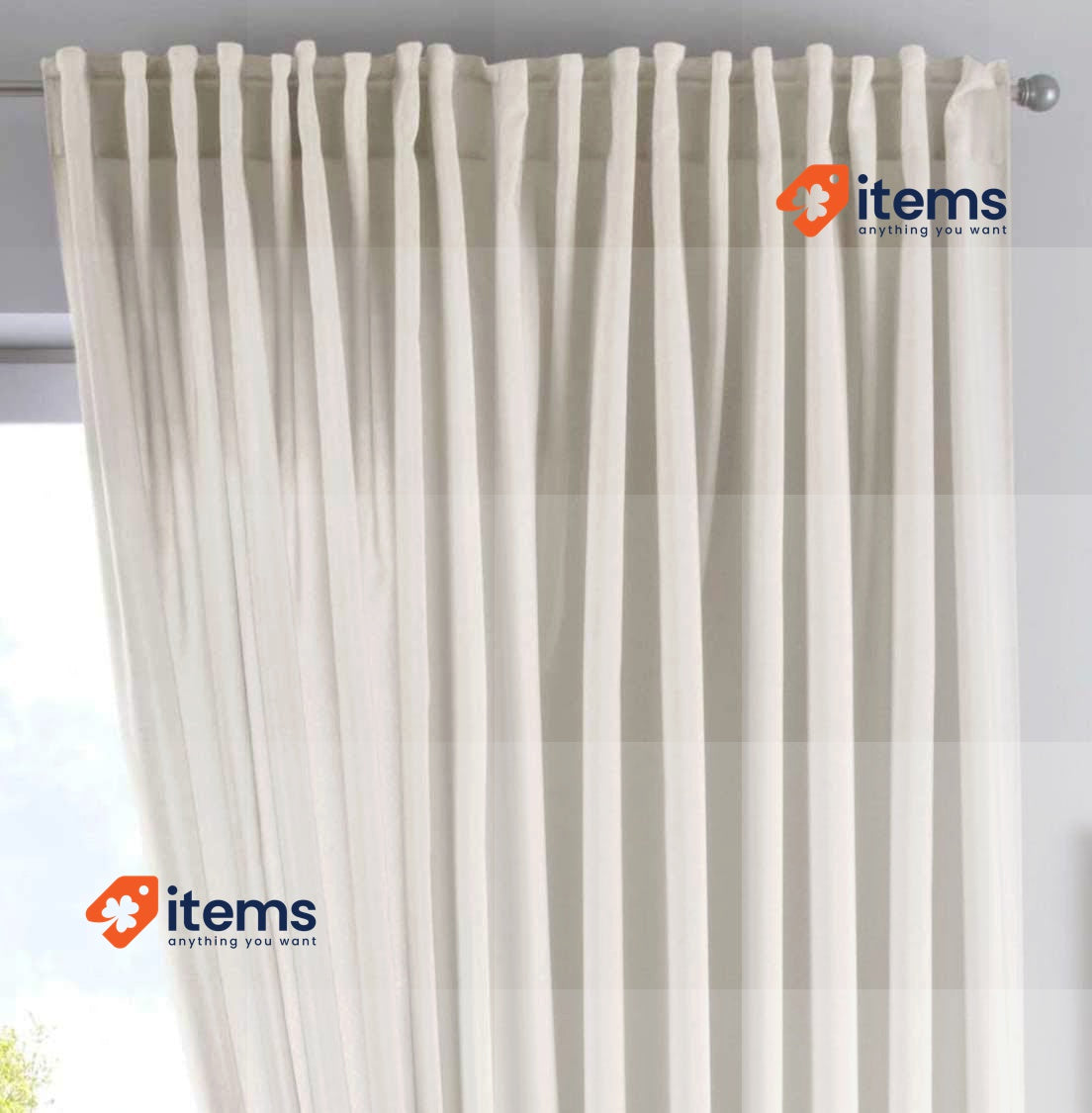 Gardinenbox Cationic Jena Curtain Sand Box Hidden Loops Opaque Linen Look Tape