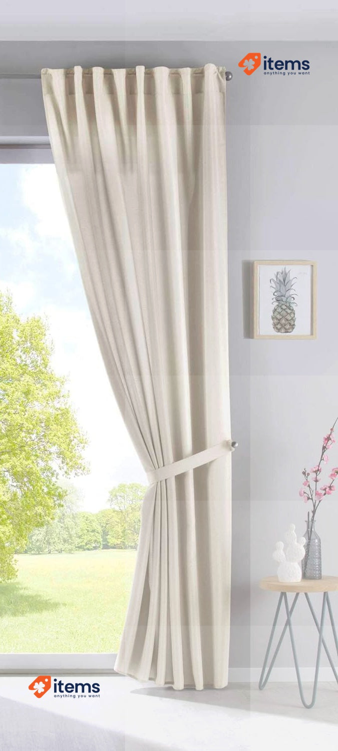 Gardinenbox Cationic Jena Curtain Sand Box Hidden Loops Opaque Linen Look Tape