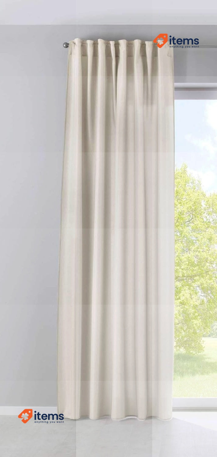 Gardinenbox Cationic Jena Curtain Sand Box Hidden Loops Opaque Linen Look Tape