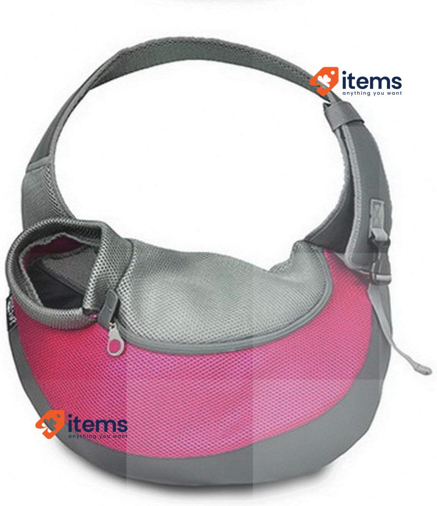 PETEMOO Pet Sling Carrier Bag with Adjustable Strap& Zipper Red-a Hand-Free