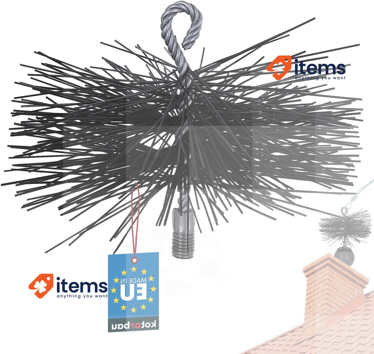 KOTARBAU 5907465917230 Chimney Brush, Green, 175 Mm Black Stove KOTARBAU® Plewa