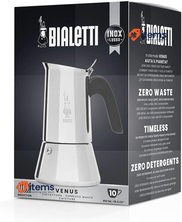 Bialetti New Venus Italian Coffee Maker (Induction), Stainless Steel, Silver