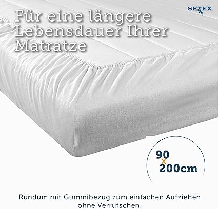 SETEX Flannelette Fitted Sheet 90 x 200 cm 100% Cotton Flat Sheet White