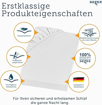 SETEX Flannelette Fitted Sheet 90 x 200 cm 100% Cotton Flat Sheet White