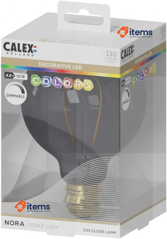Calex 4W Dimmable LED Glass Lamp 2200K E27 Energy Saving - Topaz Grey 4 W, W