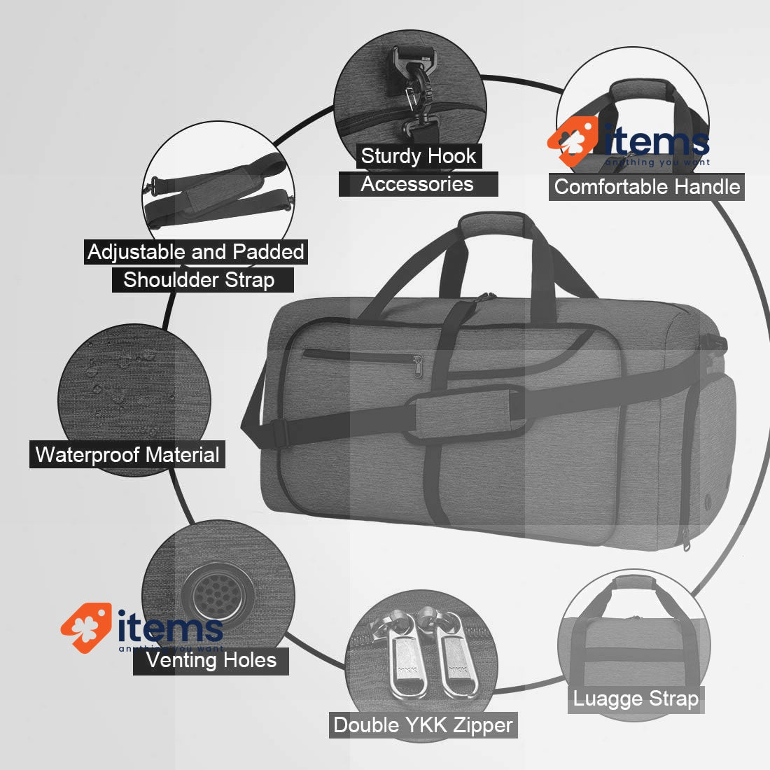 NEWHEY Foldable Travel Duffle Bags for Men Weekend Bag Sports Black-100l