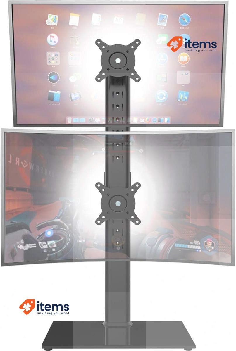 HEMUDU Dual Monitor Stand - Vertical Stack Screen Free Standing Riser HT05B 002P