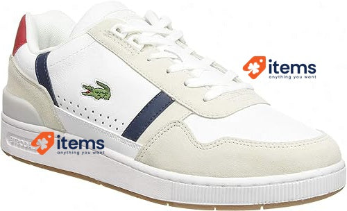 Lacoste Men s T-Clip 0120 3 Leather Sneaker White Navy Red, Size 9.5 UK (44 EU)