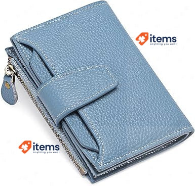 SENDEFN Women's RFID Blocking Leather Small Compact Bi - Fold Blue Card Bi-fold