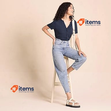 Amazon Essentials Women's Short - Sleeve Woven Blouse Marine Blue Size L Navy