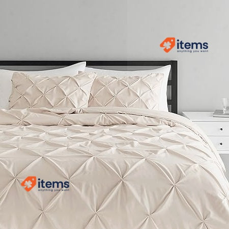 Amazon Basics 3 piece Down-Alternative Comforter Bedding Set 190 x 200 cm Beige