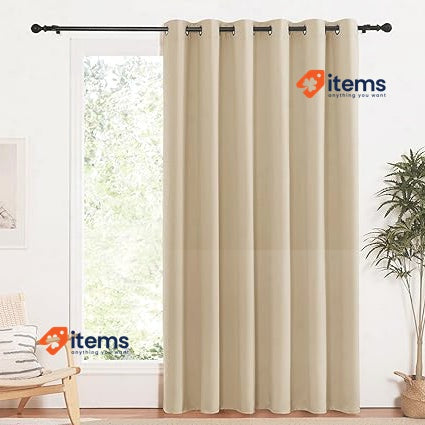 PONY DANCE Curtain Drape For Bedroom Biscotti Beige Yellow Blackout Eyelets Cm