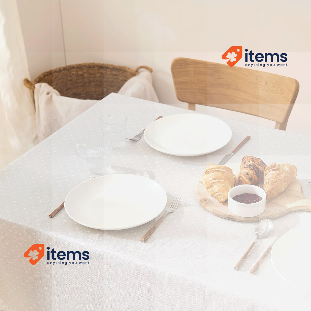 KP HOME Large Grey With White Polkadot PVC Wipe Clean Tablecloth - 250 x 140 cm