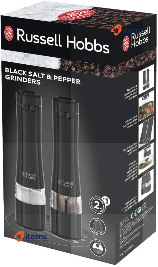 Russell Hobbs 28010 - 56 Electric Salt And Pepper Mill Set Black Steel 28010-56