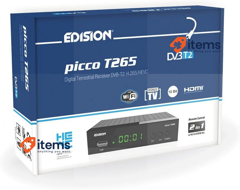 EDISION PICCO T265 DTT High Definition H265 HEVC IR Remote Control Wifi Support